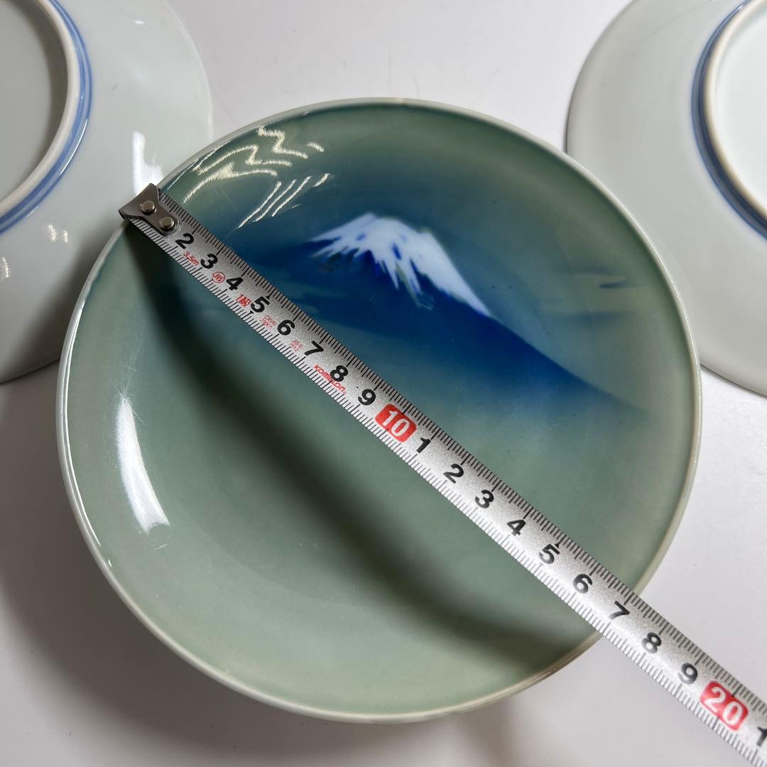 明治時代　深川製　富士図中皿5枚　直径約17.5㎝　東Y7-1104☆2Fタカオ