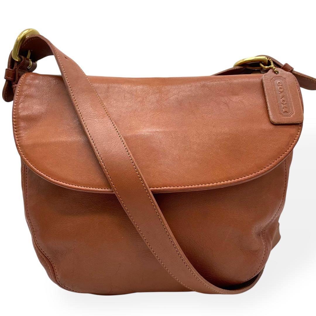 美品　希少　COACH　オールドコーチ　ショルダーバッグ　USA製　レザー　茶