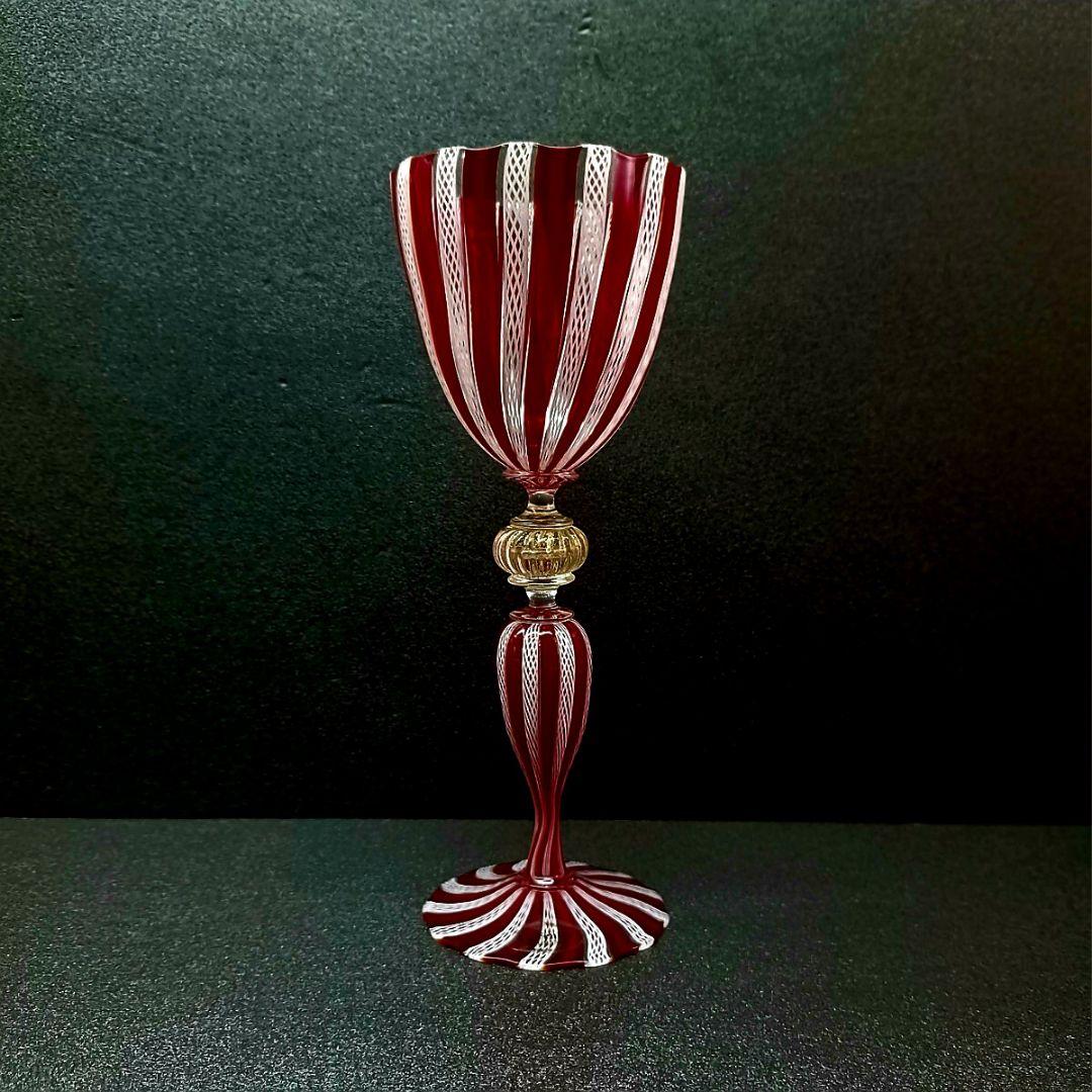 MURANO La Fenice ムラノ 金彩 レース ゴブレット グラス