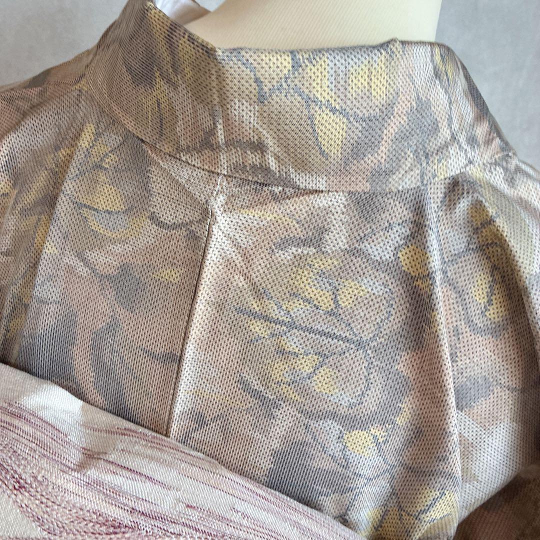 小紋　フルセット　大島紬　着物　正絹　秋の葉　名古屋帯　J5