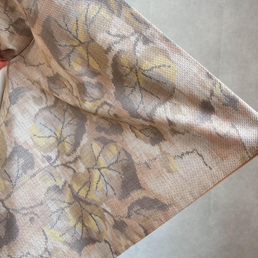 小紋　フルセット　大島紬　着物　正絹　秋の葉　名古屋帯　J5