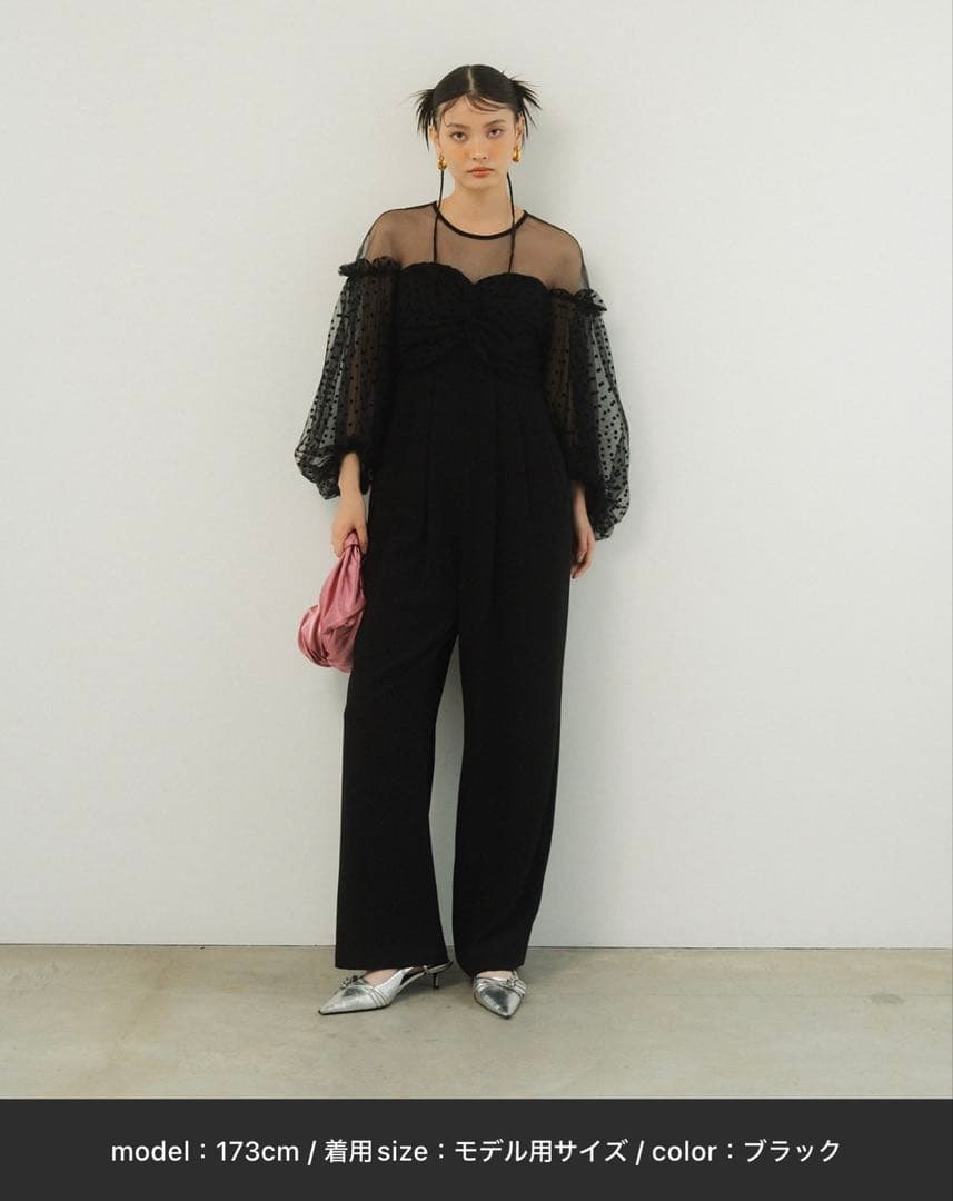 ANDRÉSDアンドレスド　フロッキードットパンツドレス