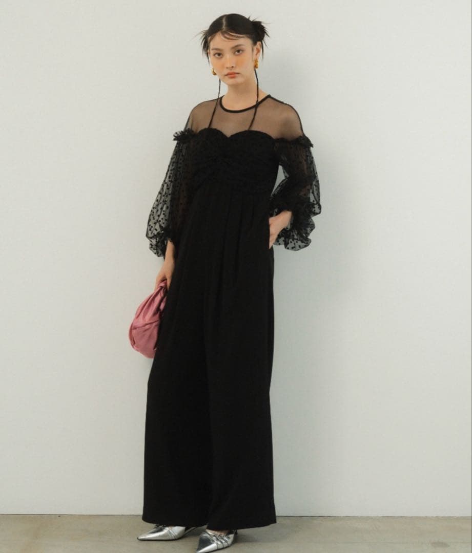 ANDRÉSDアンドレスド　フロッキードットパンツドレス