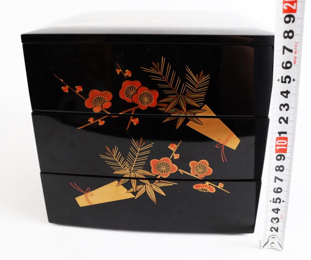 輪島塗 三段重 重箱 松竹梅 蒔絵 共箱