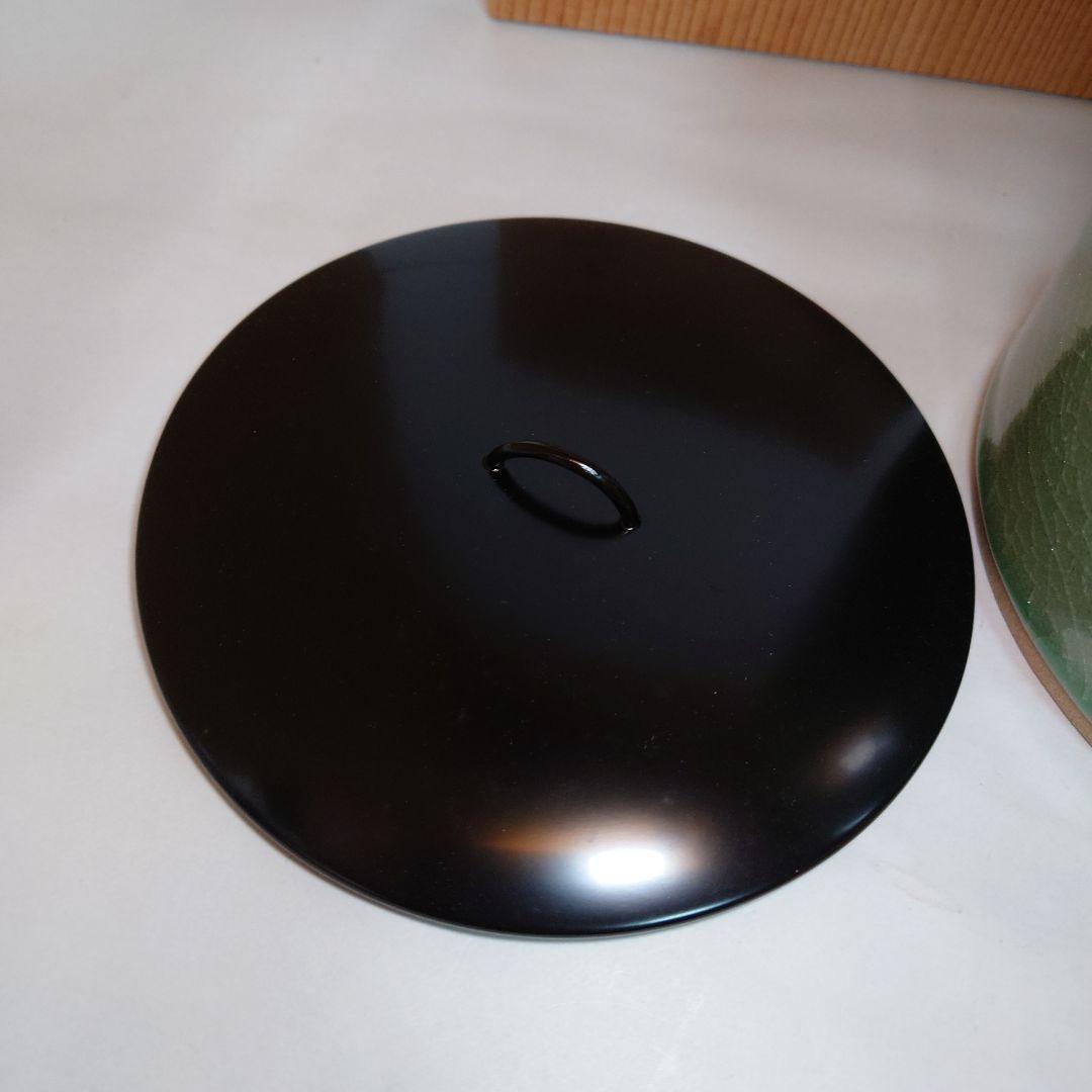 樹窯　川合正樹　青磁鶴雲文水指　共箱