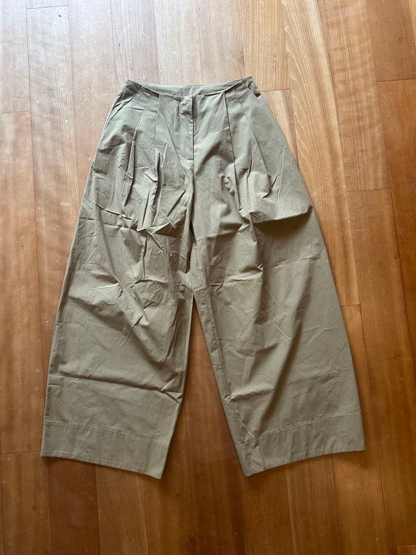 Fashiru ブラウン　タックワイドコットンパンツ サイズ2
