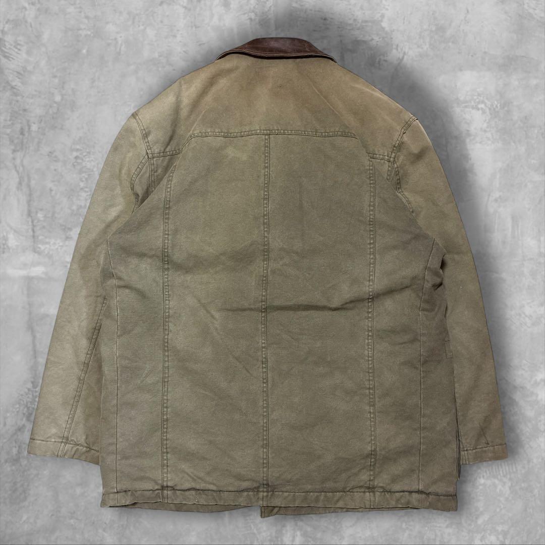Paramountスタジオ衣装ダック地コート XLレザーカラー 90s00s古着