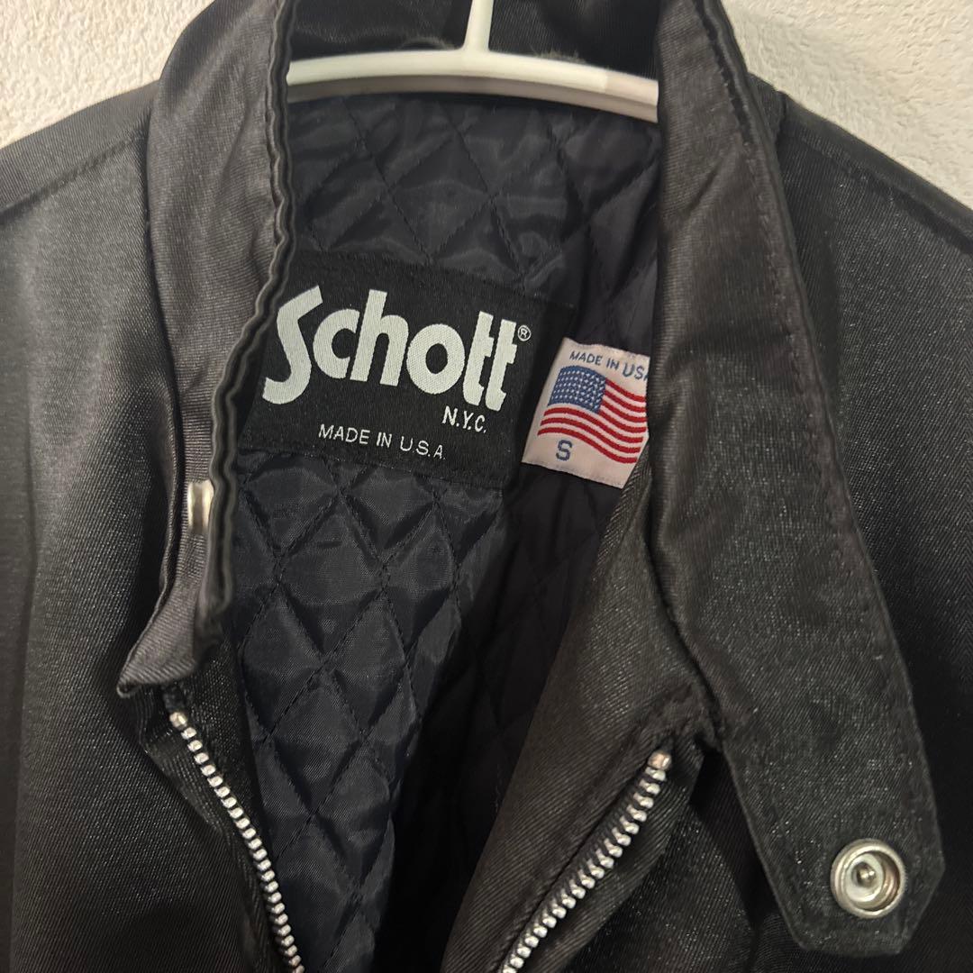 Schott シングルライダースジャケット サイズS ナイロンジャケット　黒