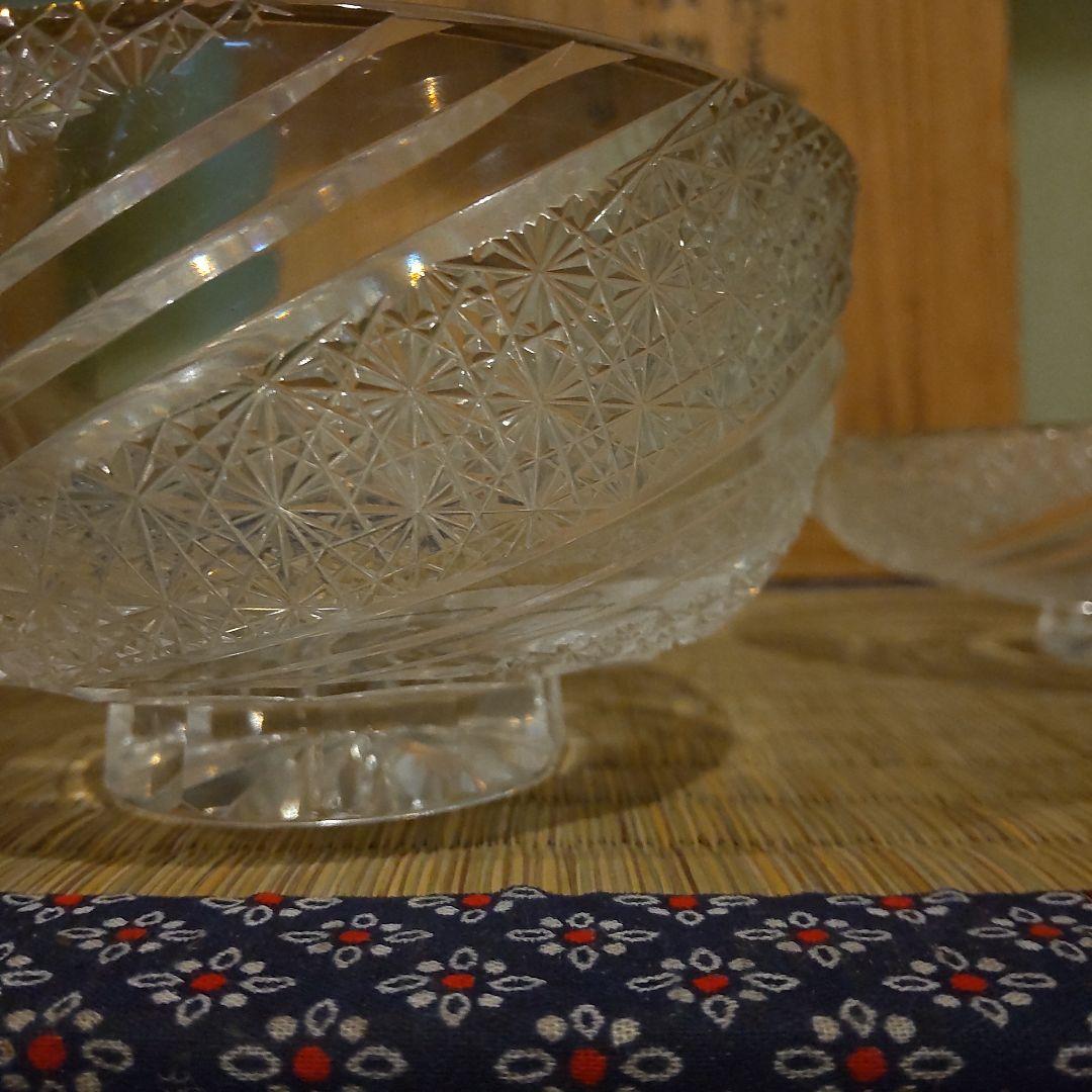 須田秀石　茶懐石用　江戸切子　金彩外蓋葉物碗揃　六客セット