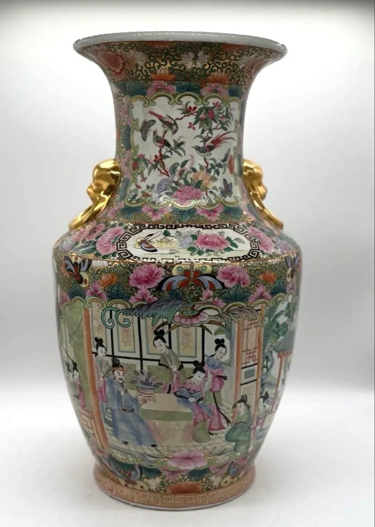 中国　粉彩　人物紋大瓶　大清乾隆年製銘　送料込み250609