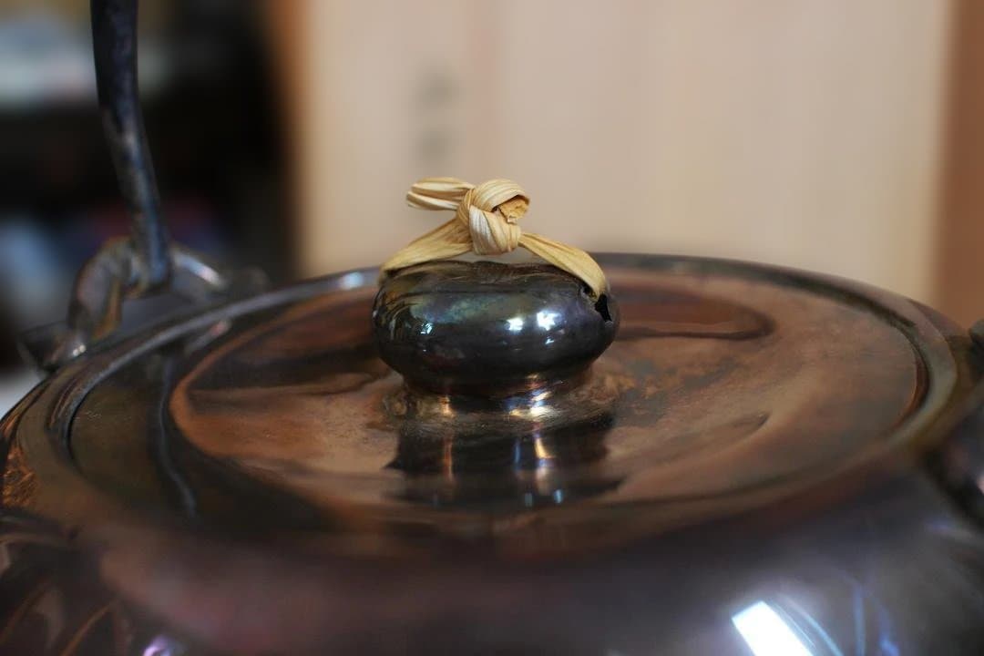 北村静香作　南鐐鉄の釣湯沸　共箱　純銀銀瓶430g　 急須茶道具茶器茶托茶碗茶筒
