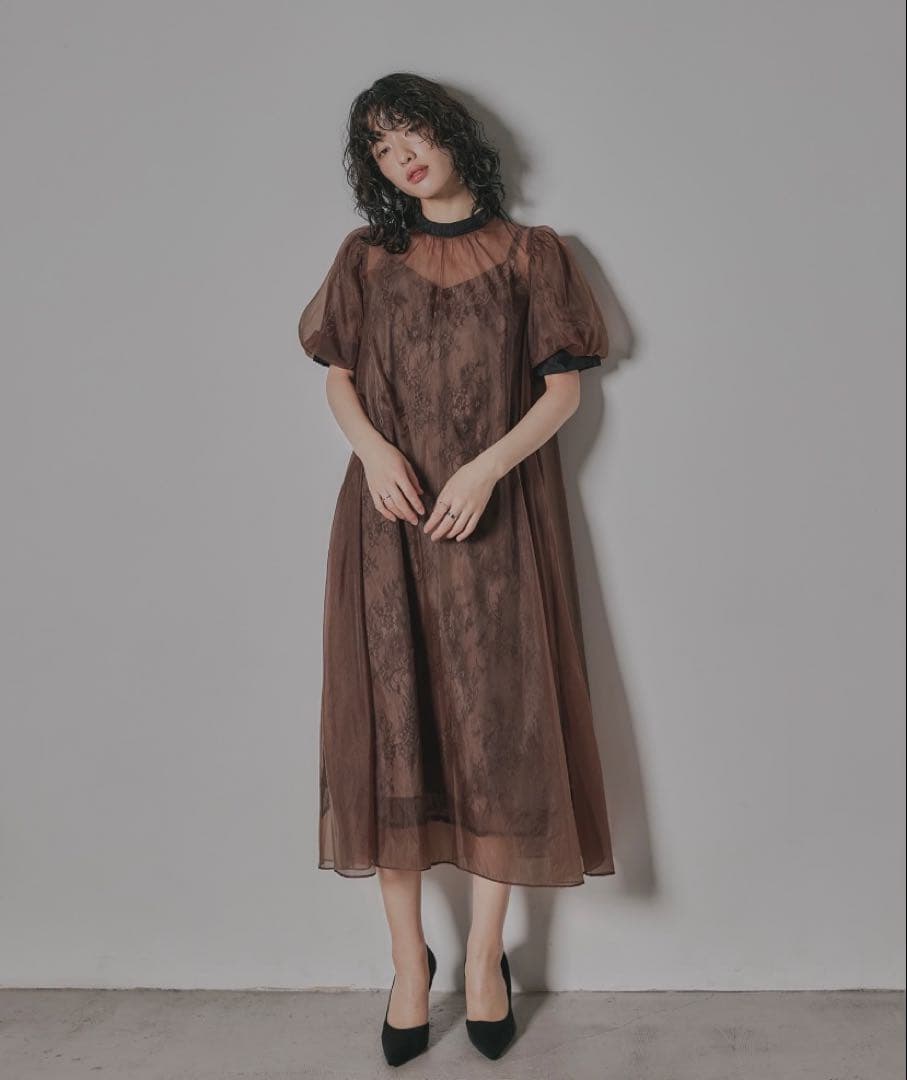 niana Aラインオーガンジーレースレイヤードドレス　Mサイズ　結婚式　妊婦