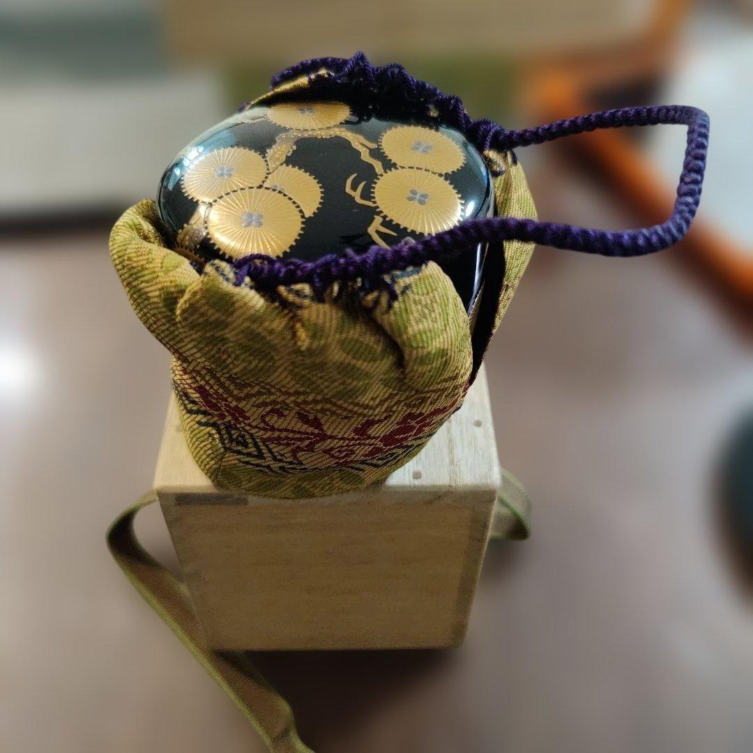 中棗 唐松蒔絵 村田道寛 黒漆塗りの棗 専用袋 専用箱付き