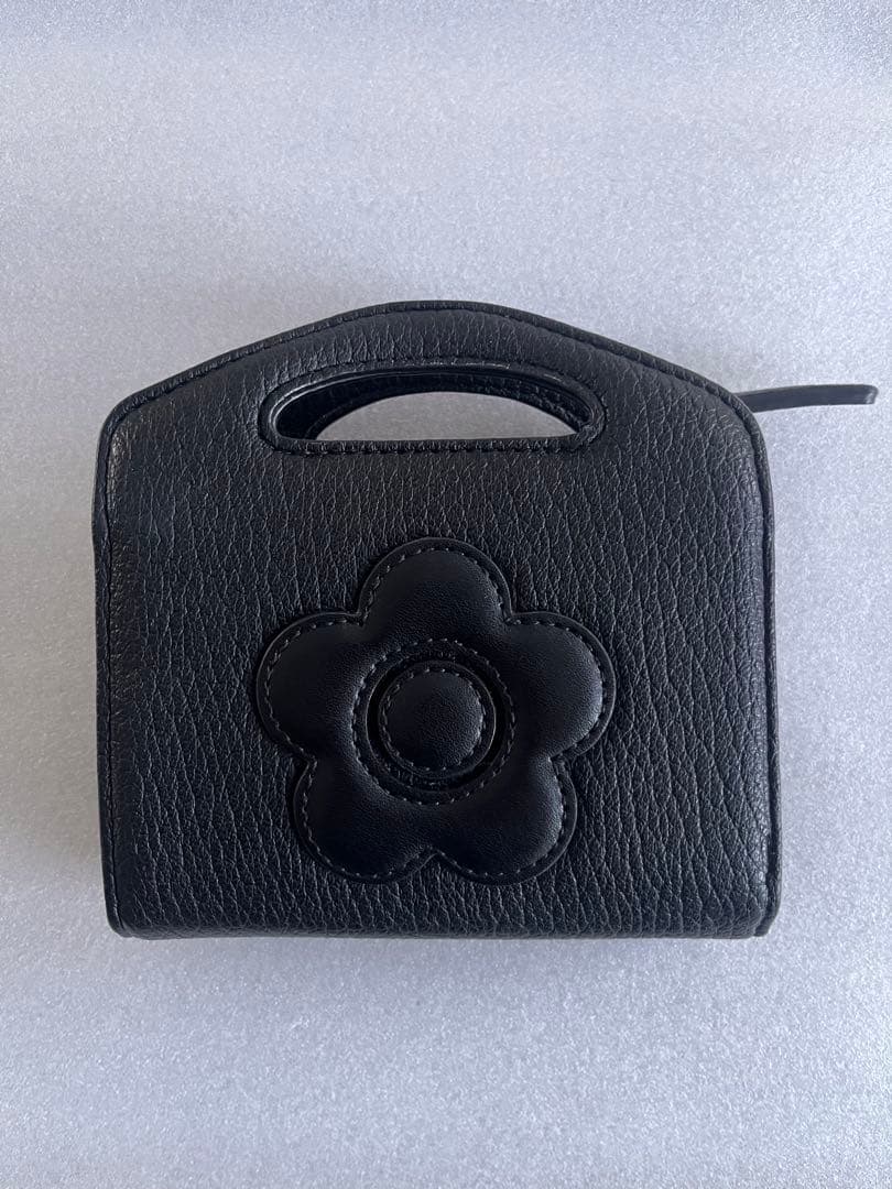 MARY QUANT マリークワント ハンドル付 二つ折り財布 ブラック