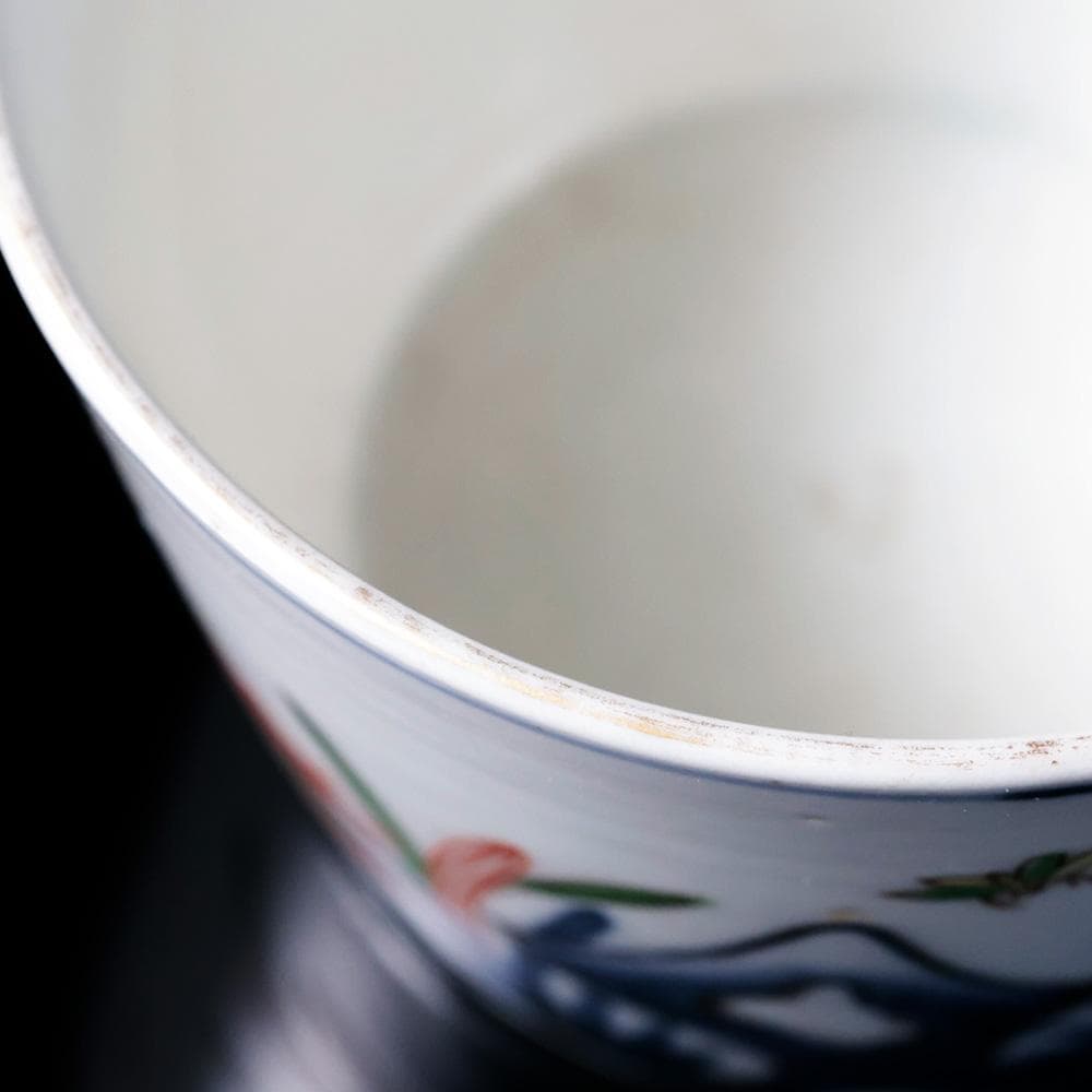 古伊万里 江戸幕末 明治時代物 富貴長春銘 染錦 蕎麦猪口 有田焼 骨董