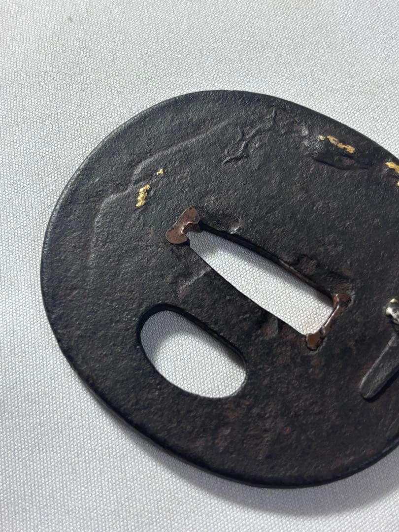 鐔鍔つば　見事な鉄味　山水風景図　風情のある図柄　金家　江戸時代