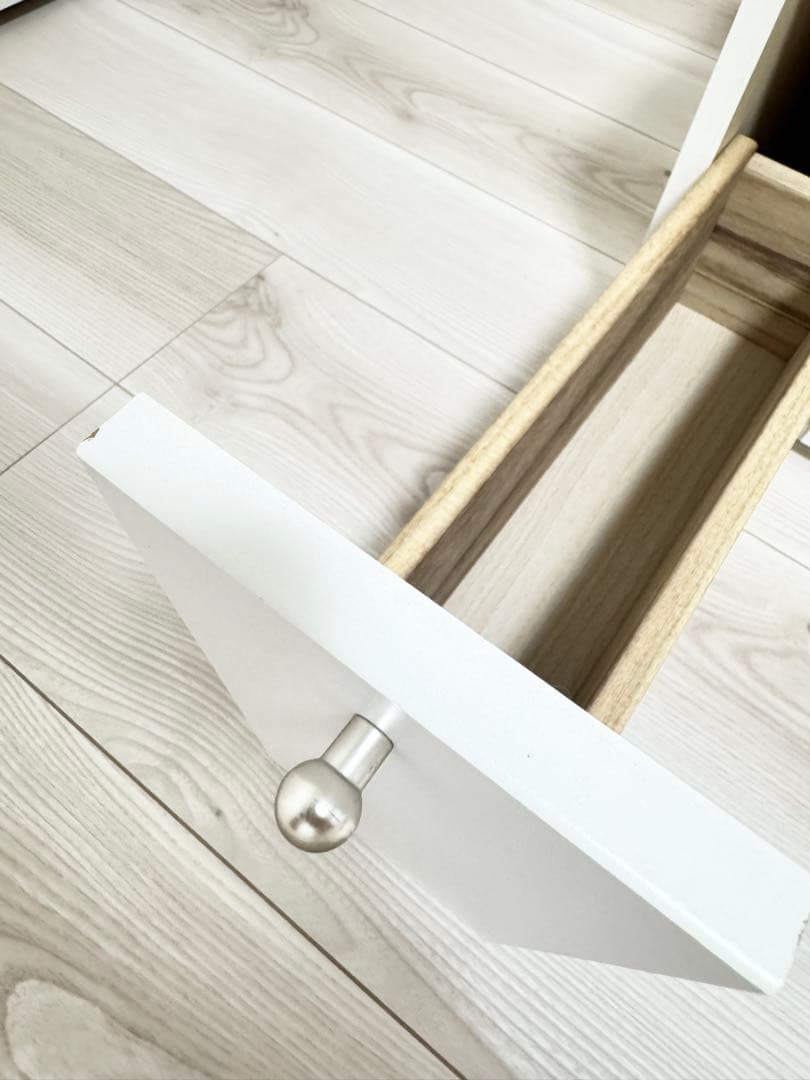 ドレッサーテーブル 鏡台 化粧台 伸縮式 コンセント付き ホワイト