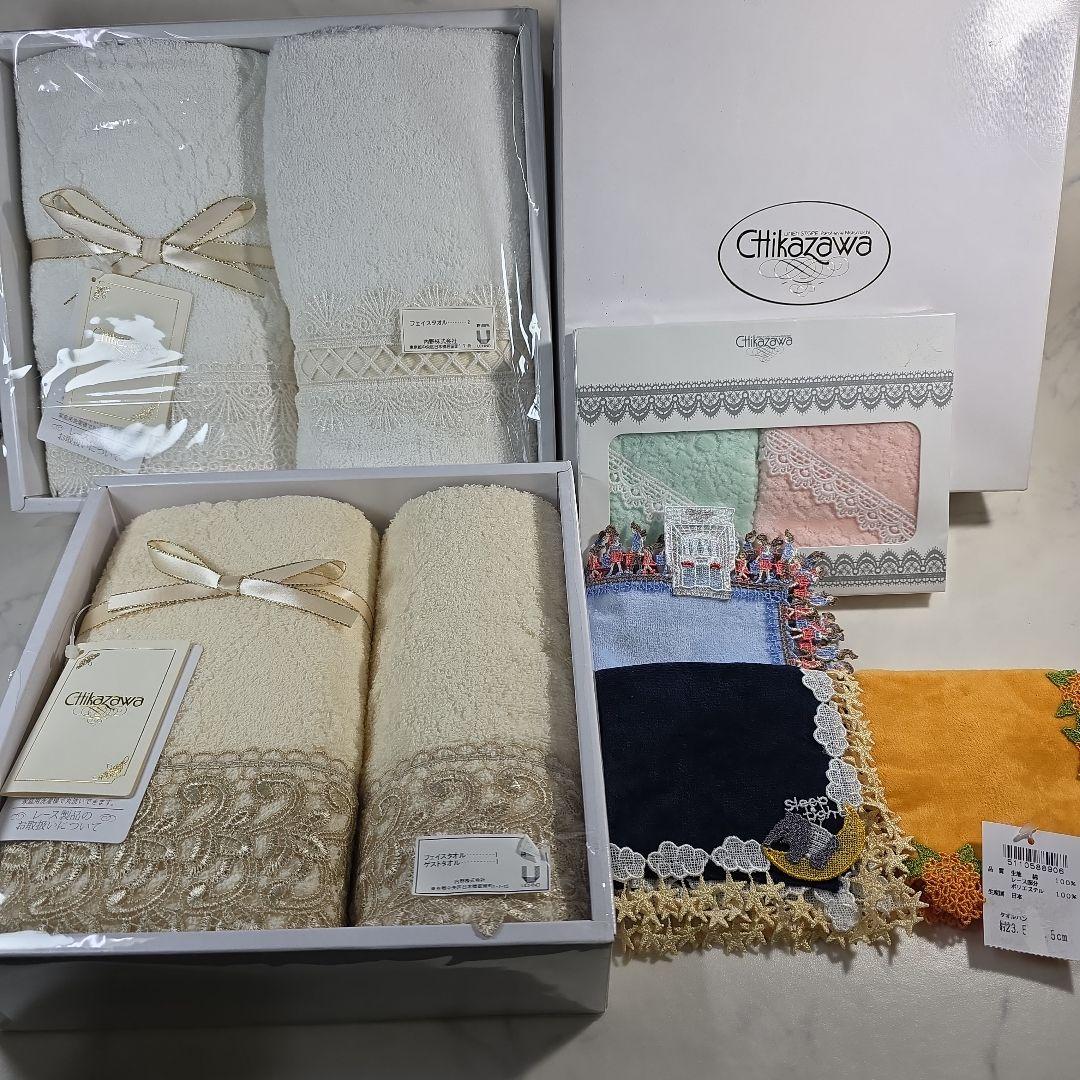 近沢レース店　タオルセット２箱　タオルハンカチ５枚