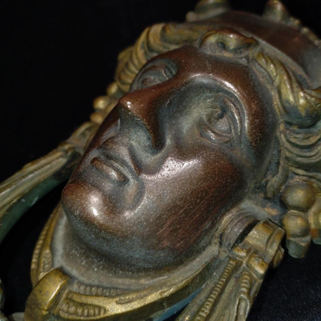 ドアノッカー 真鍮製 洋館 レトロ アンティ―ク 全長約17cm 【5050】