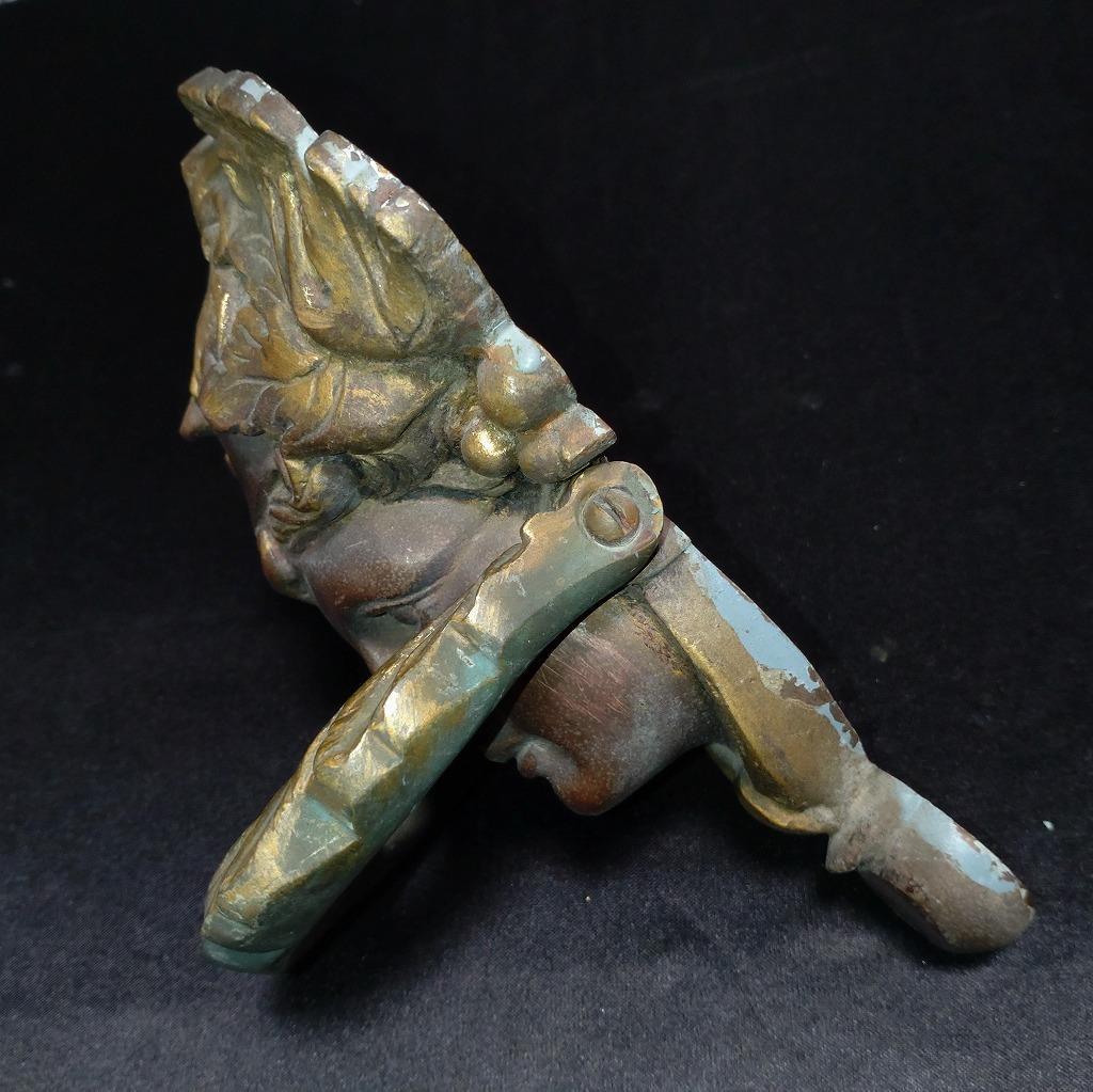 ドアノッカー 真鍮製 洋館 レトロ アンティ―ク 全長約17cm 【5050】