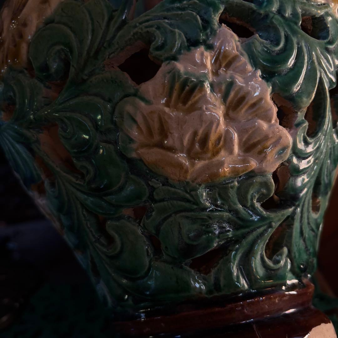 宋磁 宋三彩 中国 宋代 透かしあり 唐三彩