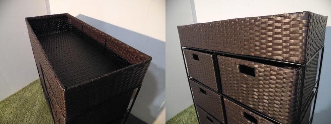 アウトレット【送料無料・新品】ラタン風★サニタリー★ワイドランドリーチェスト