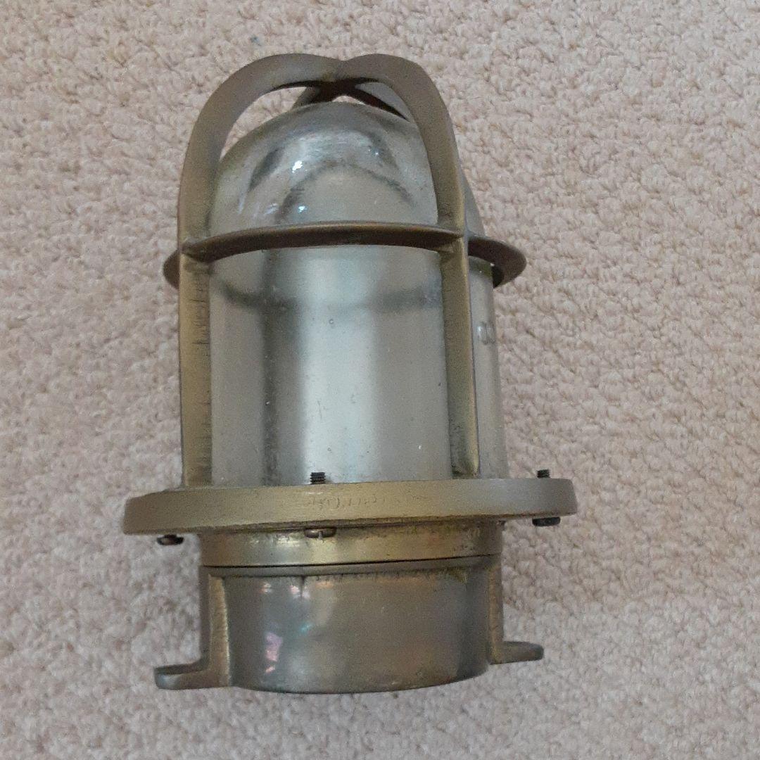 古い外国船燈火マリンランプ/真鍮&気泡ガラス/ハリケーン船舶用ブラケットライト