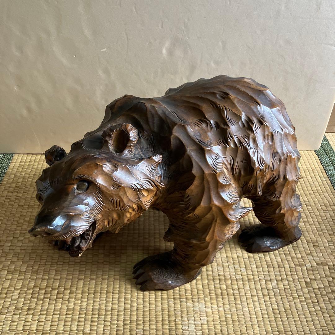 木彫り　熊　置物　特大　民芸品　インテリア　北海道刻印