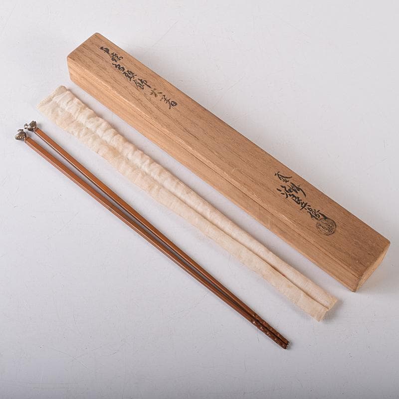 茶道具　釜師　高木治良兵衛作　南鐐鳥頭飾　火箸　共箱　C　R8572