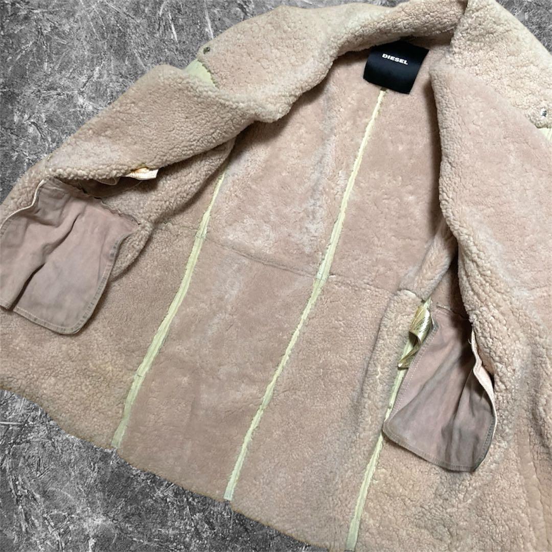 DIESEL ディーゼル 本革 ムートンコート レザージャケット 羊革