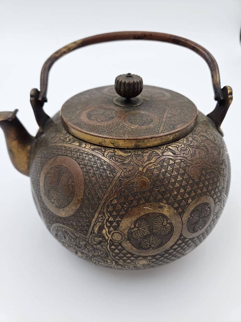 徳川家伝来 三つ葉葵紋 金銅薬缶 大名道具 煎茶道具 湯沸 時代物 骨董品