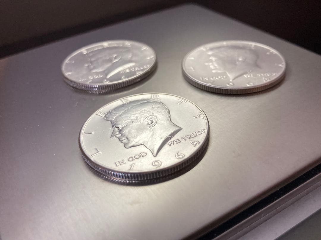 【アメリカ】ケネディハーフダラー銀貨3枚(1964年)