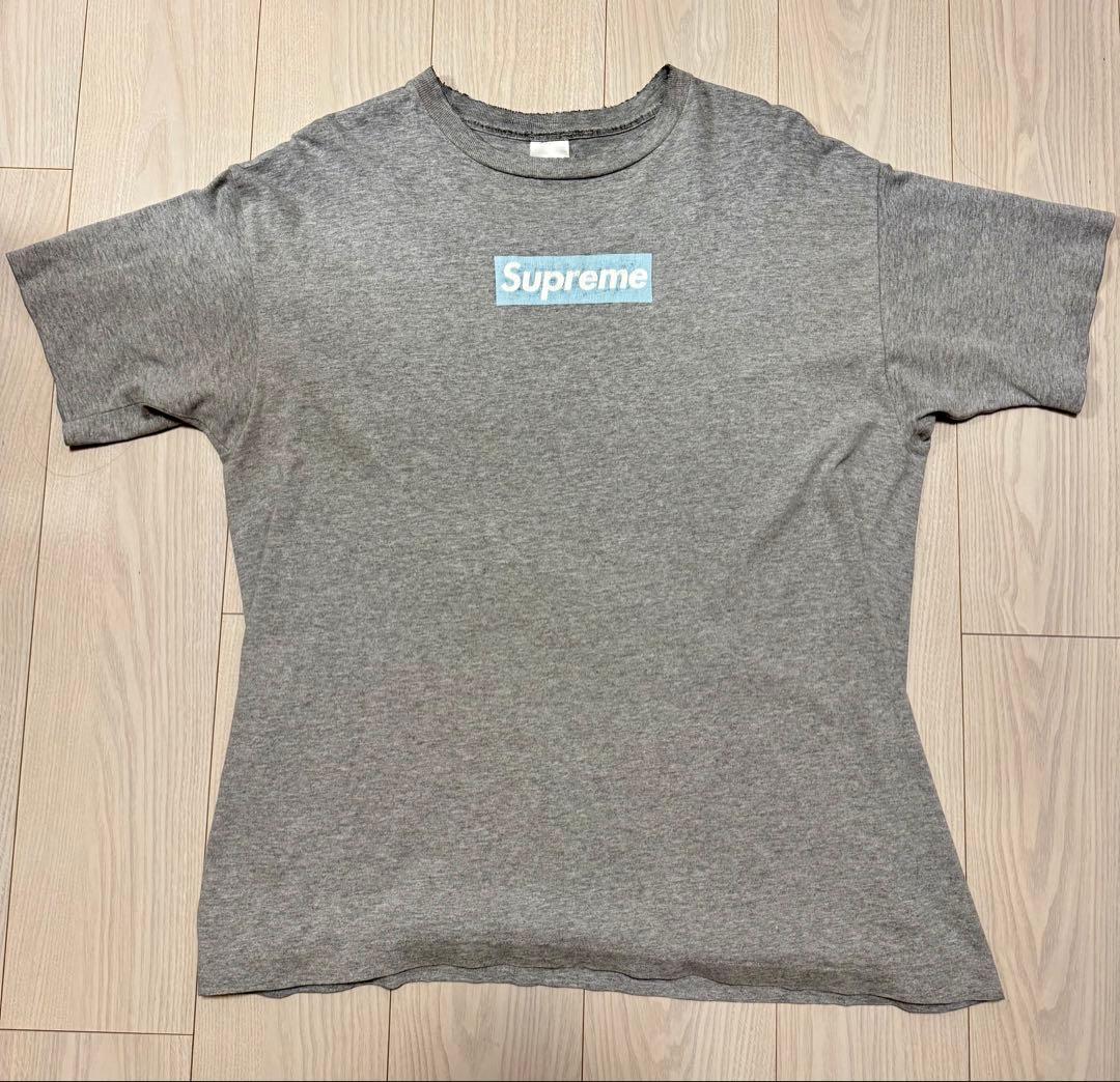 90s〜00s supreme ボックスロゴ ティファニーブルー グレー TEE