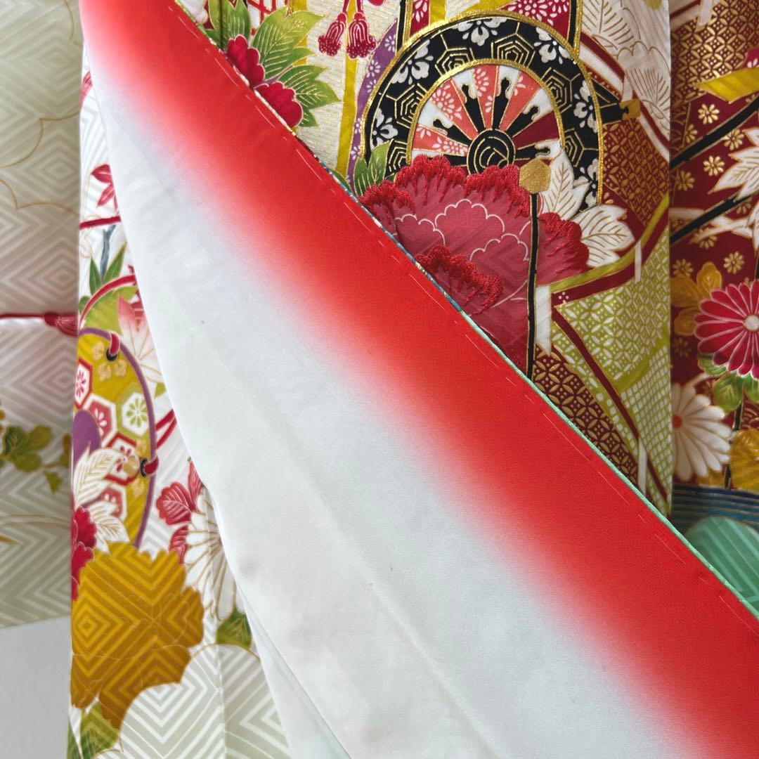 389 振袖フルセット 正絹 黄緑 ミントグリーン 金彩 刺繍 暈し染め 華やか