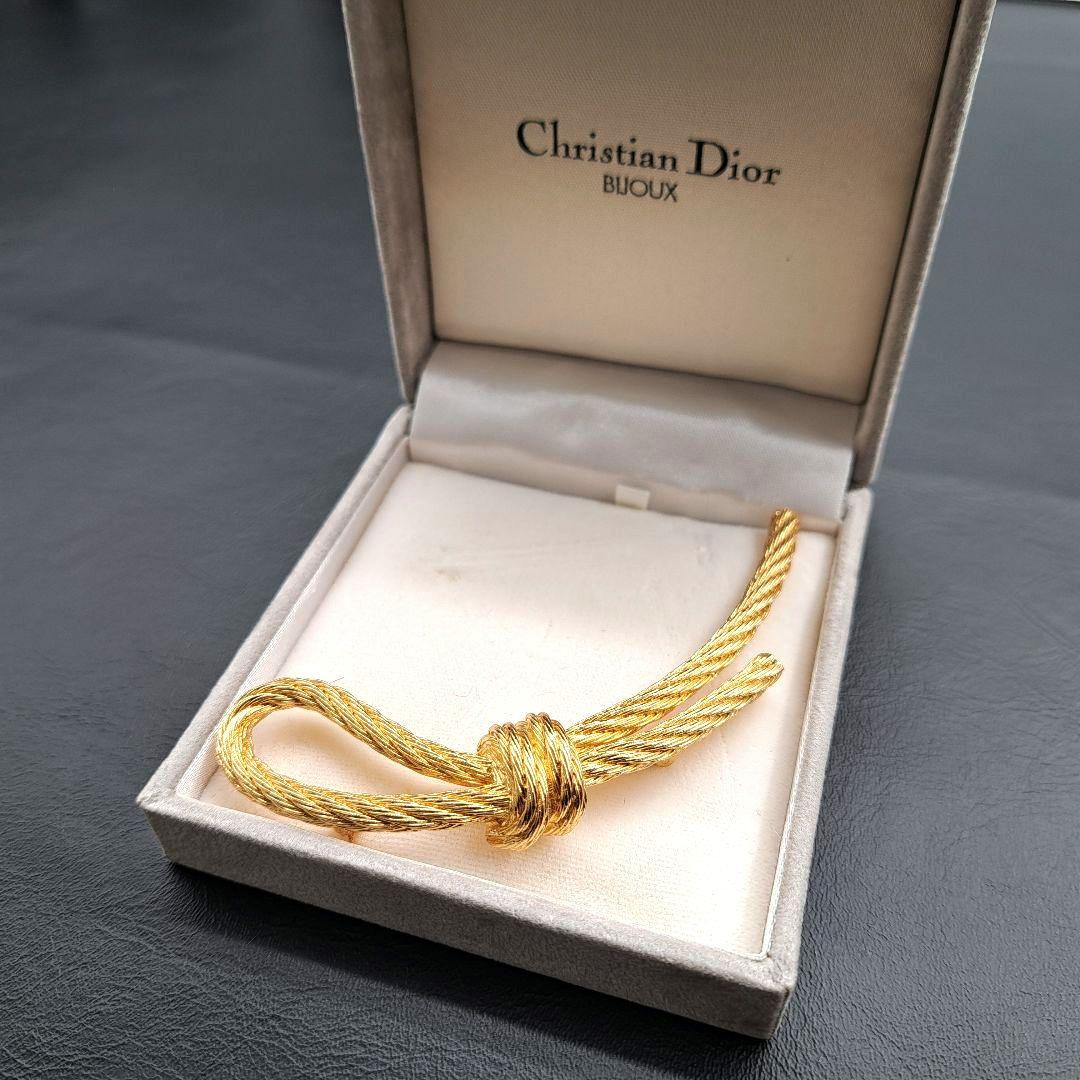 美品★箱付き Dior ディオール ブローチ ツイスト 結び 希少 ゴールド