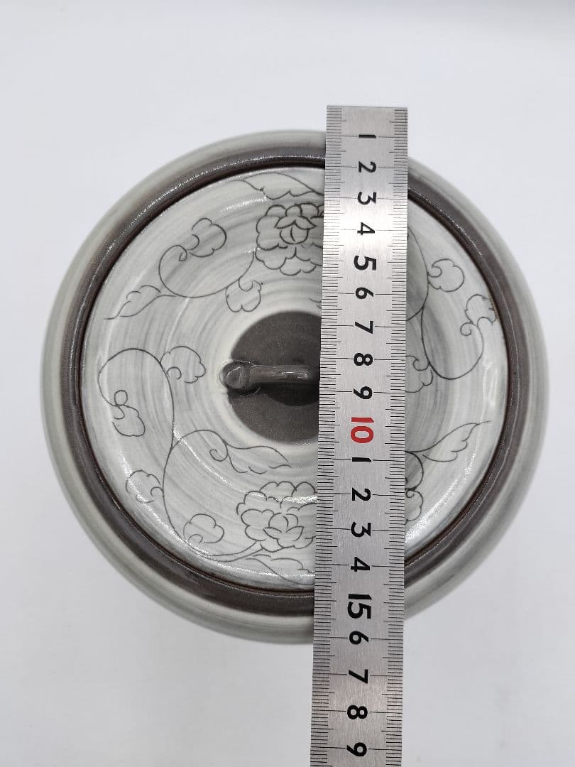 c655 水指 現川焼 唐草文様 武村利左衛門 木箱 茶道具 古物