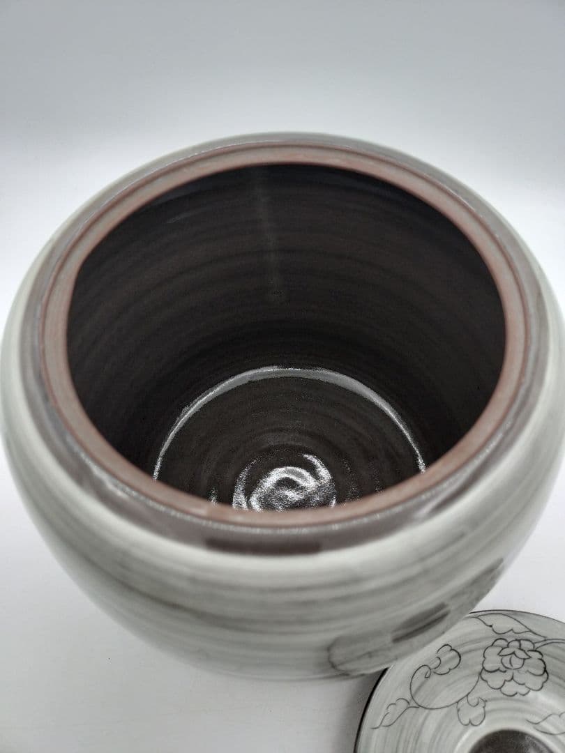 c655 水指 現川焼 唐草文様 武村利左衛門 木箱 茶道具 古物