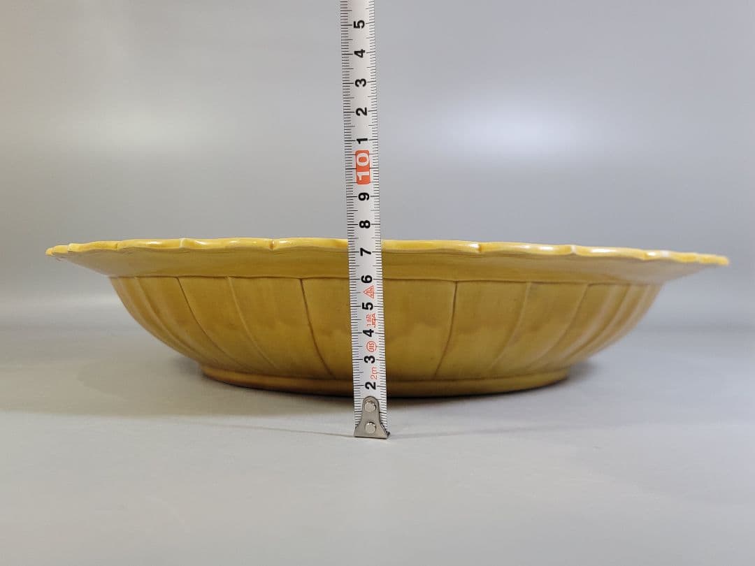 DT571 中国 黄色 古い皿 39.5cm