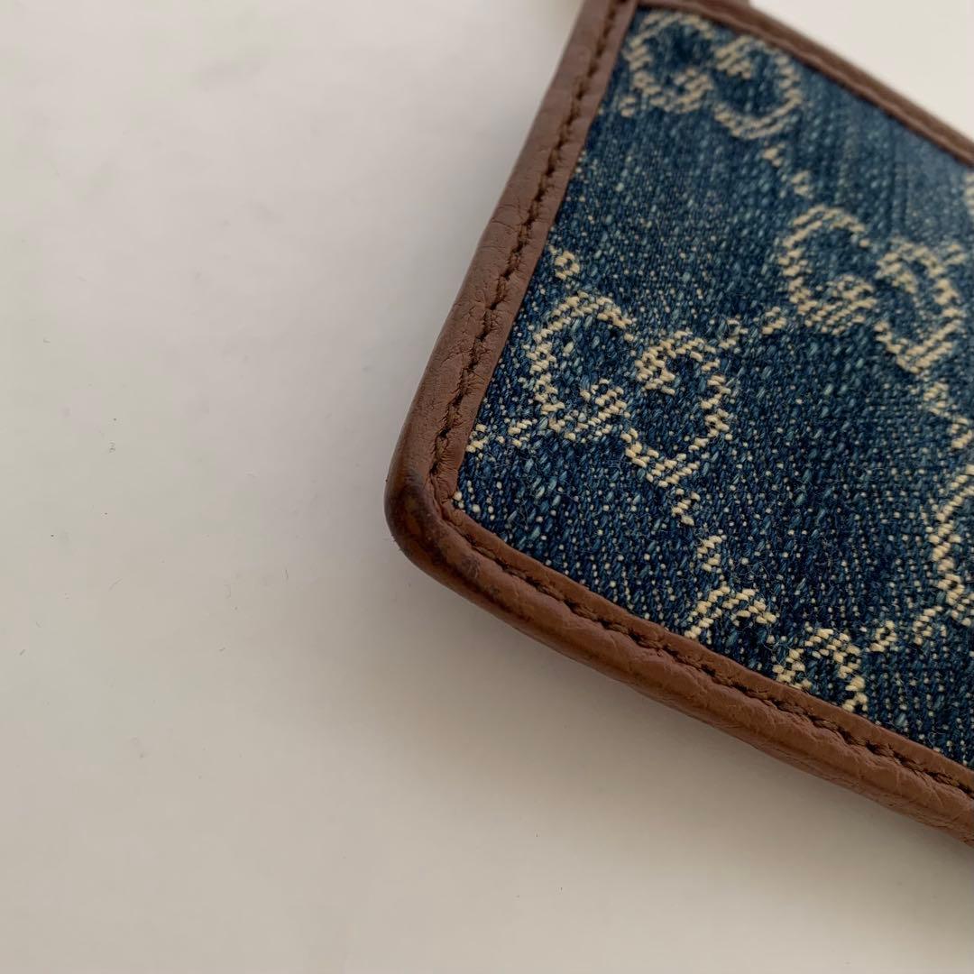 美品 GUCCI インターロッキング 小銭入れ デニム クレジットカードケース