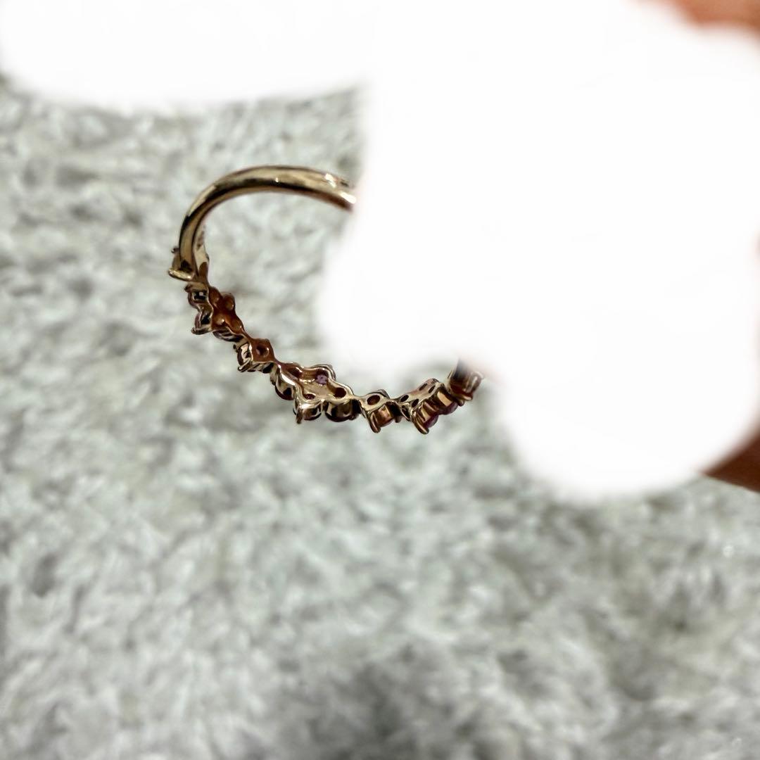 ツツミ　K10YG 13号　マルチストーンリング　ピンク系　ガーネット