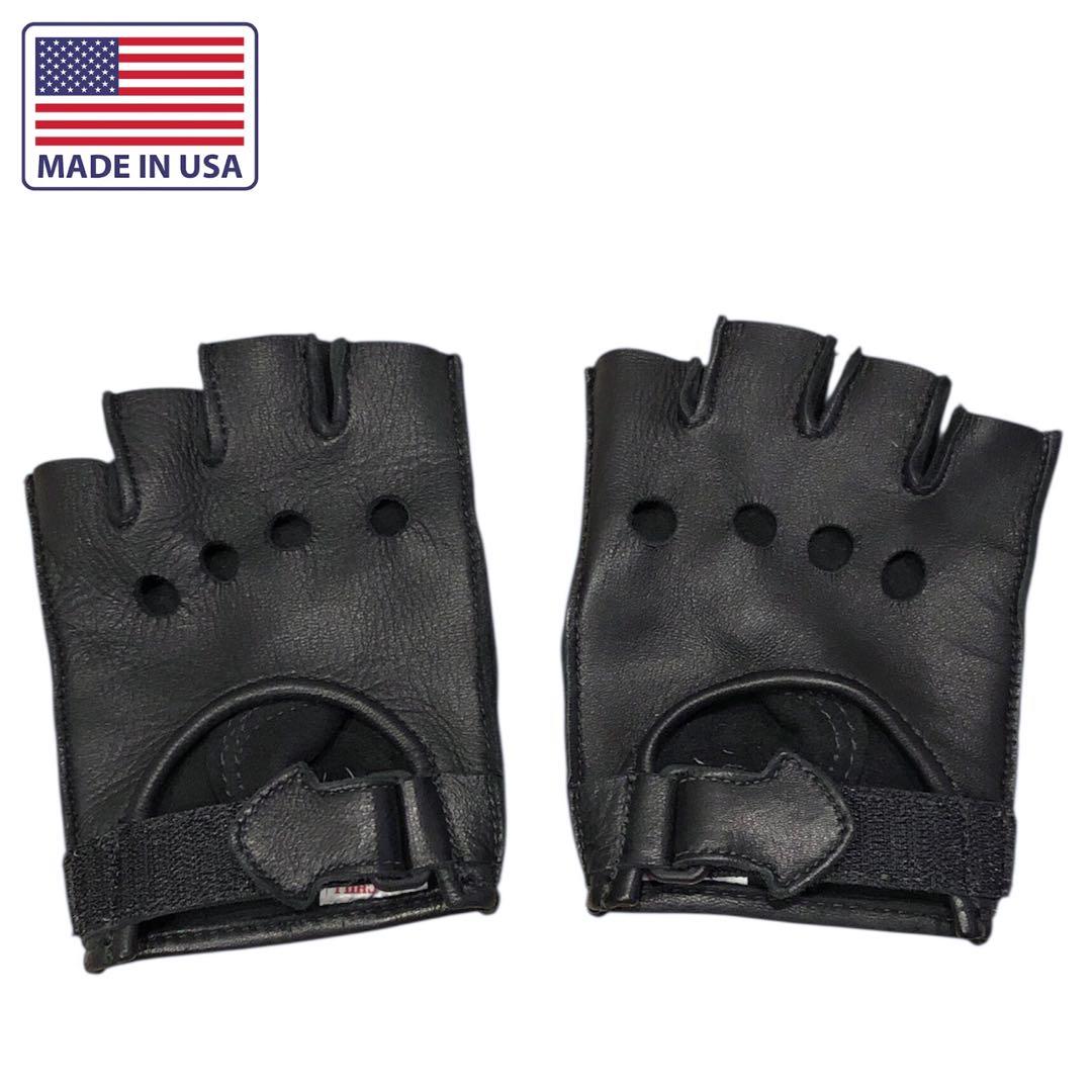 アメリカ製 チャーチル　鹿革　フィンガーレス　半指　グローブ　ブラック 手袋　黒