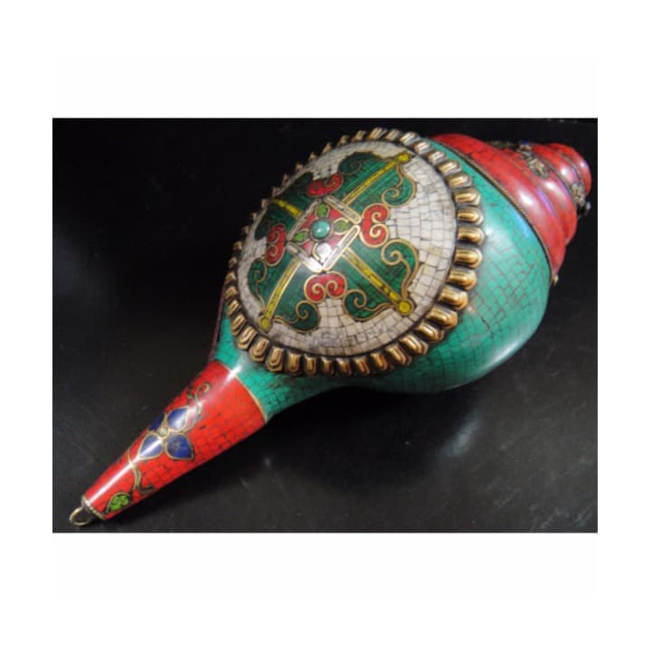 ◆チベット密教法具　法螺貝（シャンカ）羯磨（カツマ）B2