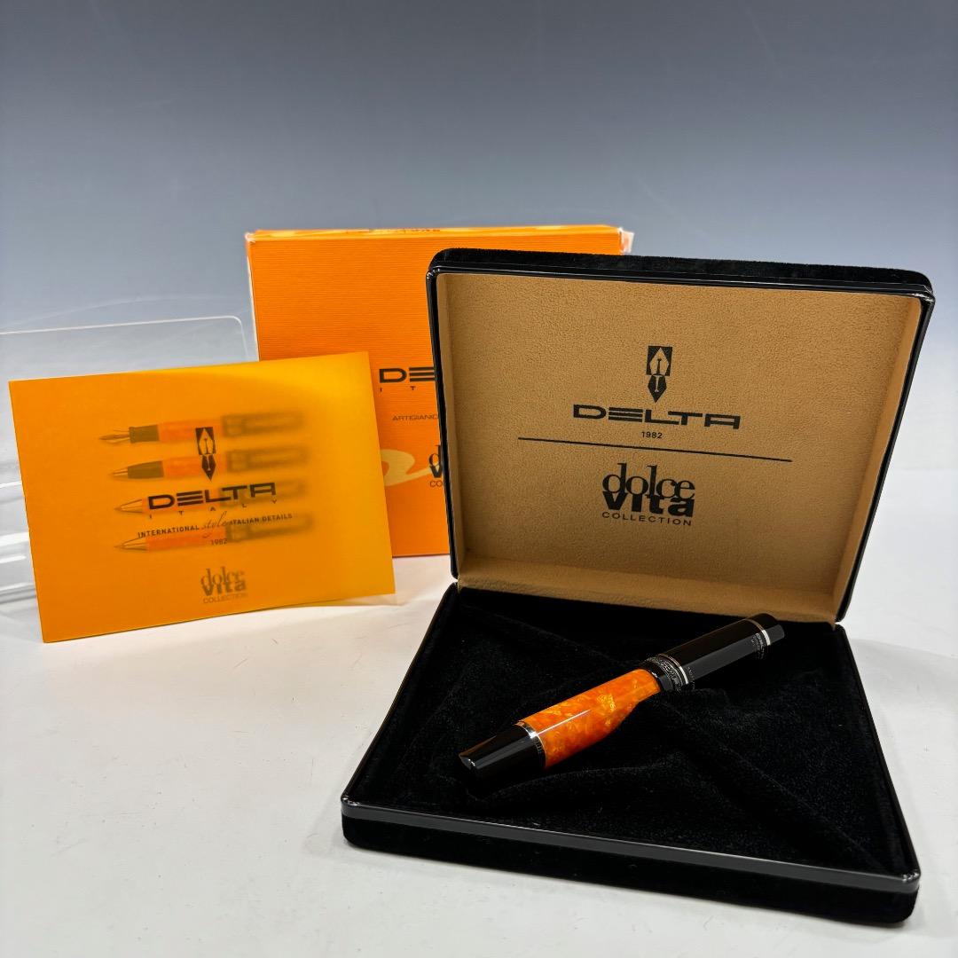 状態良【デルタ本物】万年筆/ドルチェヴィータ/ペン先K14/ブラック×オレンジ