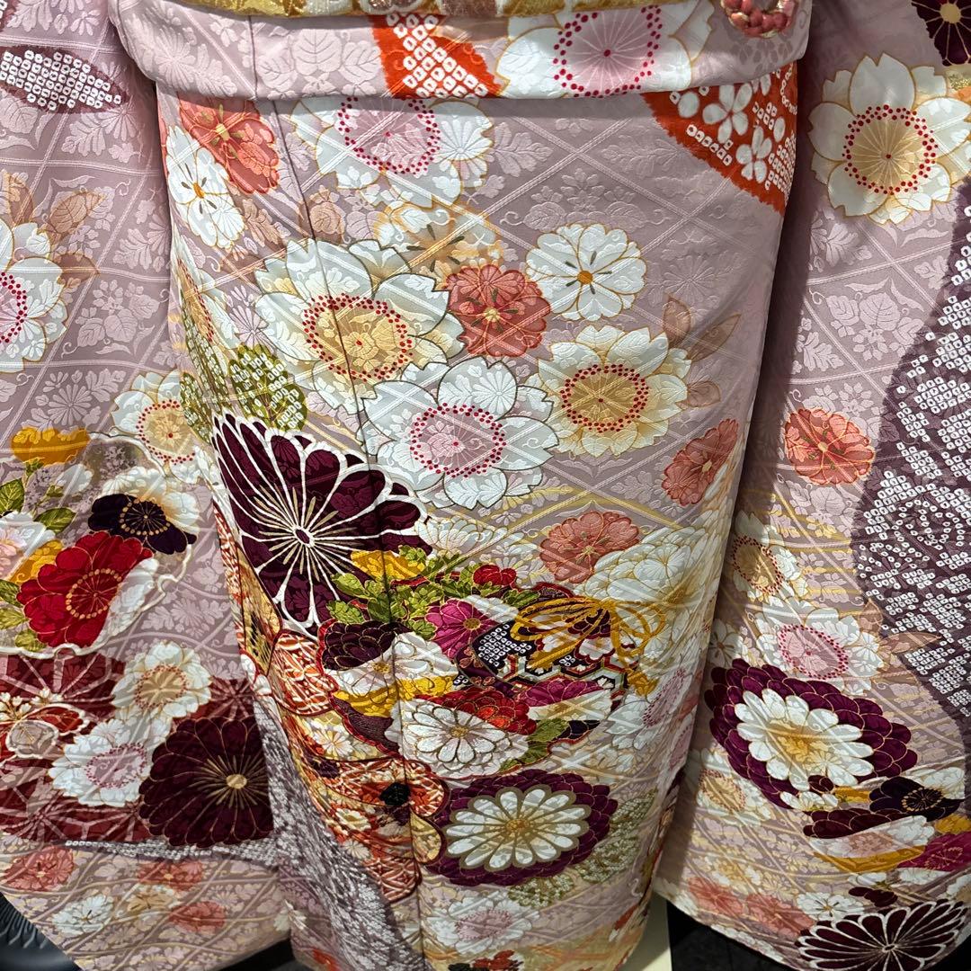 美品　地紋　花模様　金駒刺繍　金彩　逸品　振袖　フルセット 振り袖
