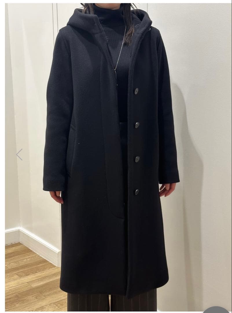 マッキントッシュロンドン44大きいサイズブラック フード付きロングコート15万