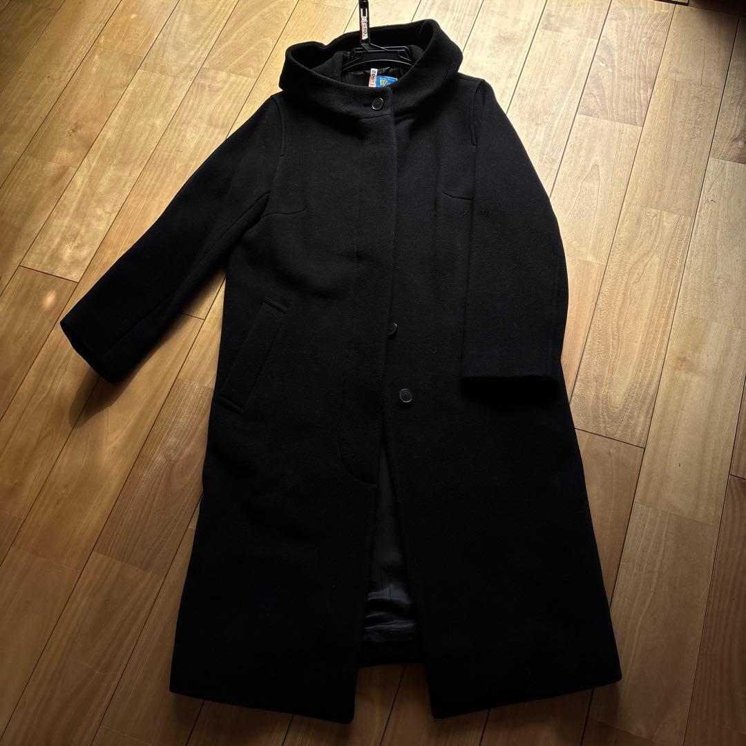 マッキントッシュロンドン44大きいサイズブラック フード付きロングコート15万