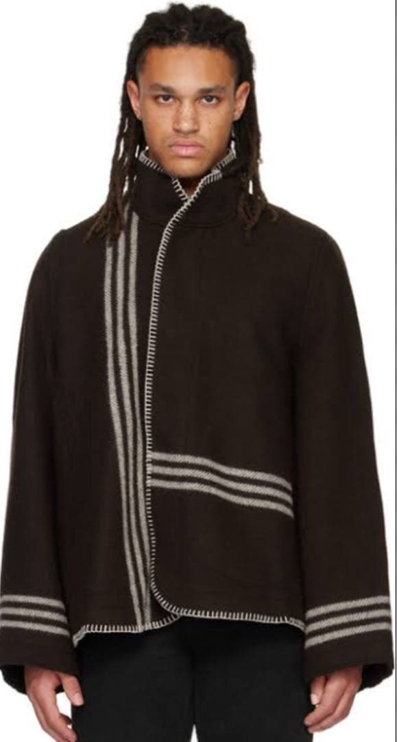 3man/M/ウール/スリーマン/ブラウン/茶/ブランケットジャケット