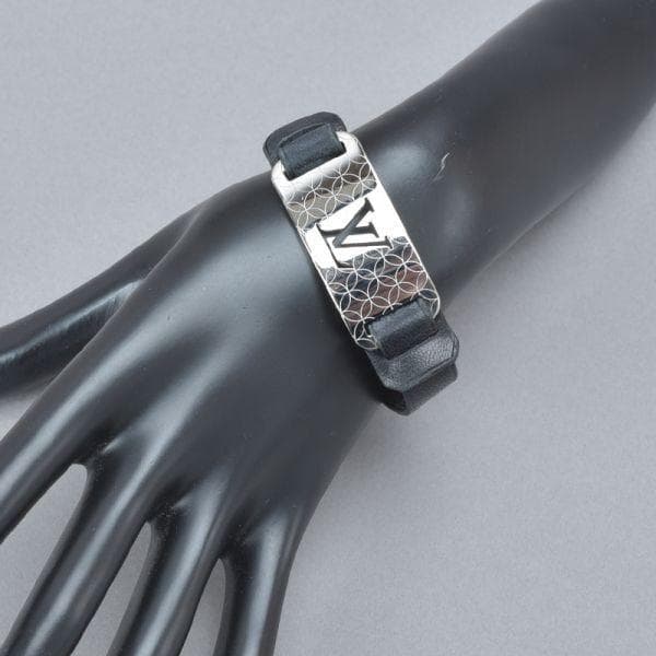 ルイヴィトン ブラスレ シャンゼリゼ ブレスレット バングル シルバー黒 レザー