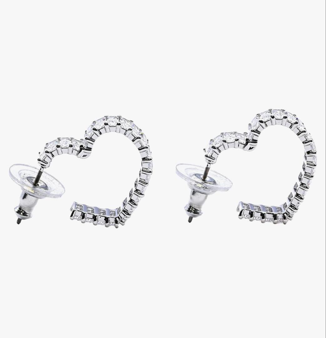 511409スワロフスキー Matrix フープピアス ハート シルバー クリア