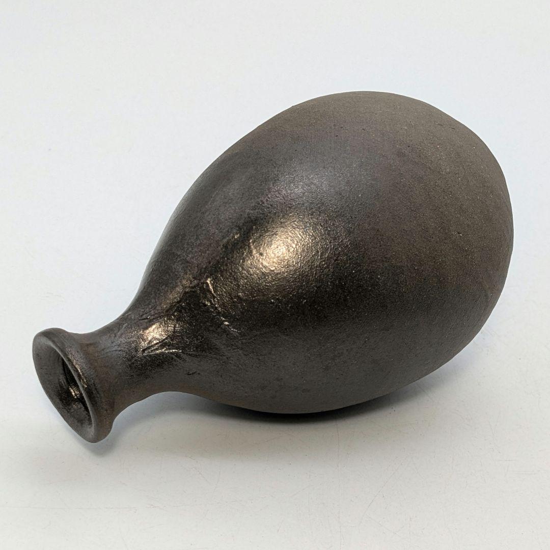 岡山県重要無形文化財 山本出 備前焼 銀彩徳利A 酒器 花器 一輪挿し花瓶 花入